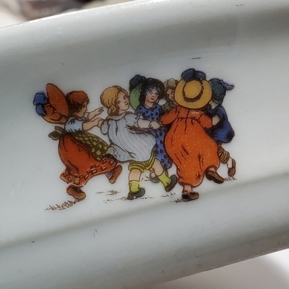 Vtg RWC Bavaria Germany porcelain transferware childs plate bowl images of play - Picture 6 of 15